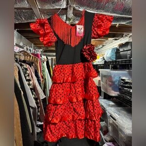 Red and Black Flamenco Dress with Ruffles